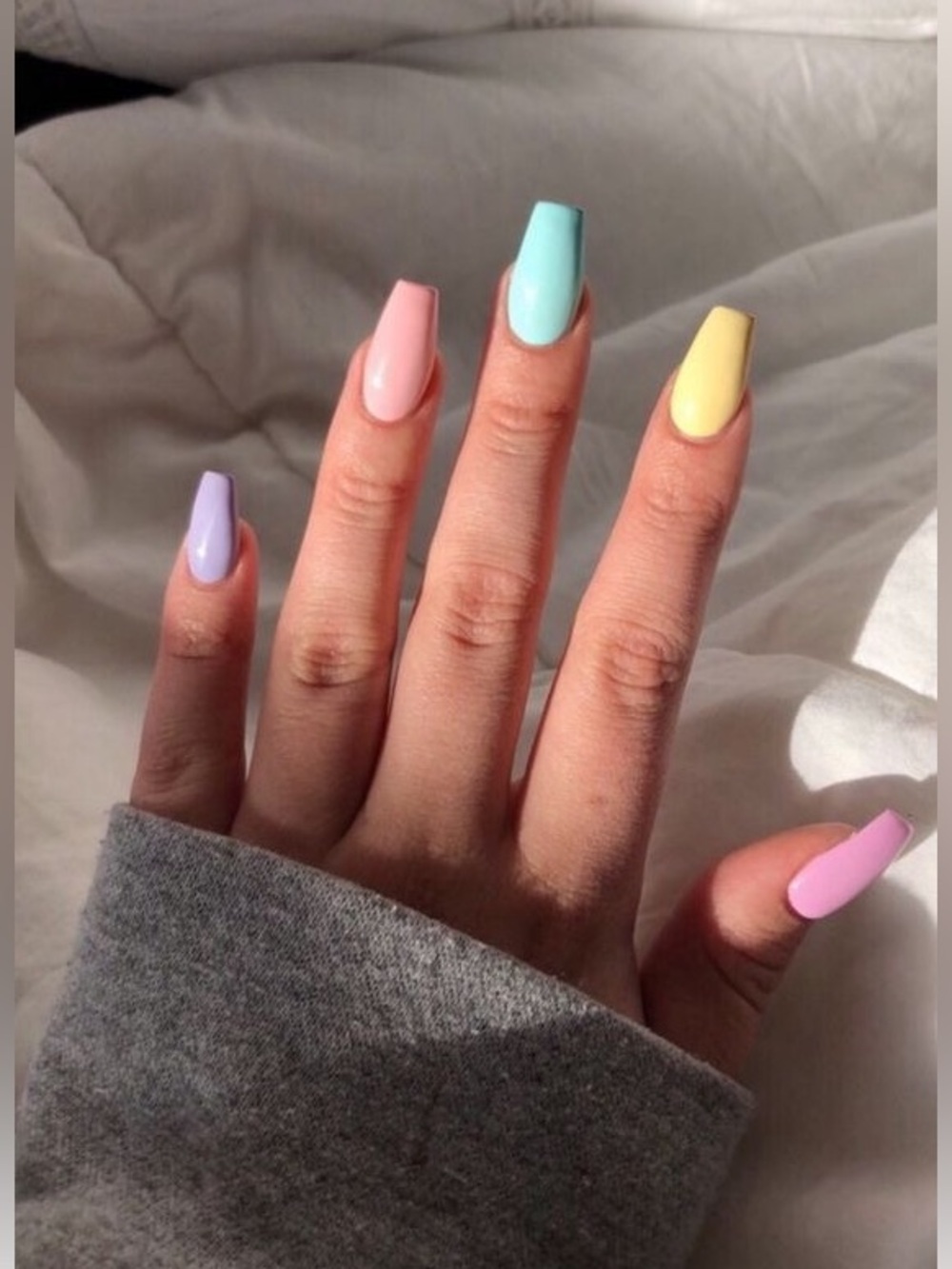 Pastel Coffin Press-On Nails - Multi Color